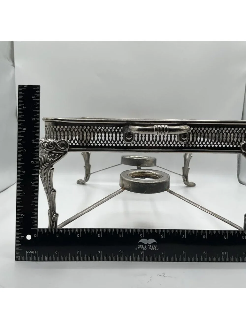 Vintage Silverplate Double Chafing Dish Buffet Server Glass Inserts Ornate Warm